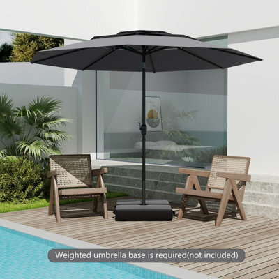 Costway 295 Cm 3-Tier Vented Patio Parasol Outdoor Market Umbrella W/ Push Button Tilt-Grey - image 1