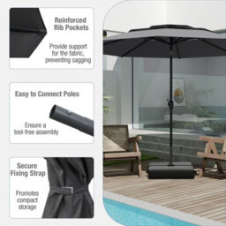Costway 295 Cm 3-Tier Vented Patio Parasol Outdoor Market Umbrella W/ Push Button Tilt-Grey - thumbnail 4