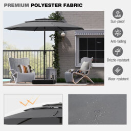 Costway 295 Cm 3-Tier Vented Patio Parasol Outdoor Market Umbrella W/ Push Button Tilt-Grey - thumbnail 7