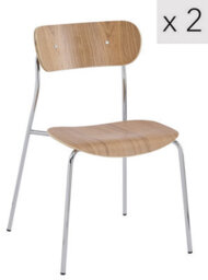 Nordlys Set Of 2 Metal And Wood Dining Chairs Modern Design Style Dining Room - thumbnail 2
