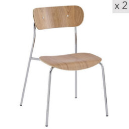Nordlys Set Of 2 Metal And Wood Dining Chairs Modern Design Style Dining Room - thumbnail 1