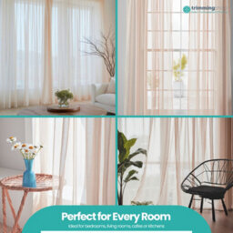 "Neel Blue Voile Curtains Slot Top, 2 Curtains, Cream - 56"" Width X 81"" Drop" - thumbnail 8