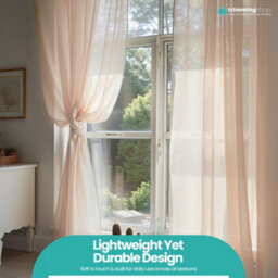 "Neel Blue Voile Curtains Slot Top, 2 Curtains, Cream - 56"" Width X 81"" Drop" - thumbnail 9
