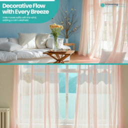 "Neel Blue Voile Curtains Slot Top, 2 Curtains, Cream - 56"" Width X 81"" Drop" - thumbnail 7