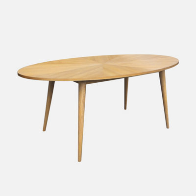 Sweeek - Oval Dining Table In Rubberwood And Oak Veneer    Natural Finish Seats 6    L 190 X W 100 X H 75 Cm    Diane - image 1