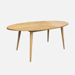 Sweeek - Oval Dining Table In Rubberwood And Oak Veneer    Natural Finish Seats 6    L 190 X W 100 X H 75 Cm    Diane - thumbnail 1