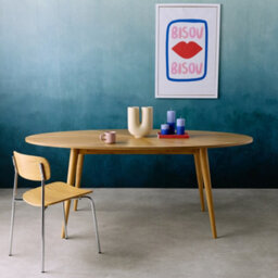 Sweeek - Oval Dining Table In Rubberwood And Oak Veneer    Natural Finish Seats 6    L 190 X W 100 X H 75 Cm    Diane - thumbnail 2