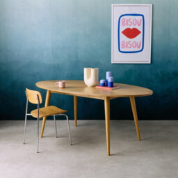 Sweeek - Oval Dining Table In Rubberwood And Oak Veneer    Natural Finish Seats 6    L 190 X W 100 X H 75 Cm    Diane - thumbnail 3