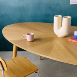 Sweeek - Oval Dining Table In Rubberwood And Oak Veneer    Natural Finish Seats 6    L 190 X W 100 X H 75 Cm    Diane - thumbnail 4