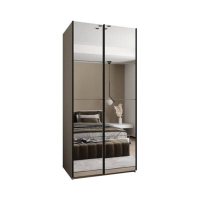Arte Trosa Ii Cashmere Mirrored Sliding Door Wardrobe W1000mm H2450mm D640mm With Black Steel Handles - image 1