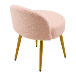 Living And Home Pink Teddy Fleece Dressing Table Stool With Gold Iron Legs, 43Cm W X 40Cm D X 60Cm H - thumbnail 6