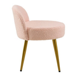 Living And Home Pink Teddy Fleece Dressing Table Stool With Gold Iron Legs, 43Cm W X 40Cm D X 60Cm H - thumbnail 5