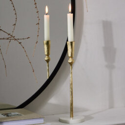 Dibor Antique Gold Round Marble Bottom Table Decoration Christmas Candle Holder - thumbnail 1