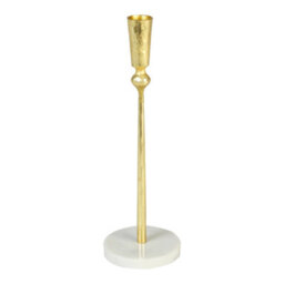 Dibor Antique Gold Round Marble Bottom Table Decoration Christmas Candle Holder - thumbnail 2