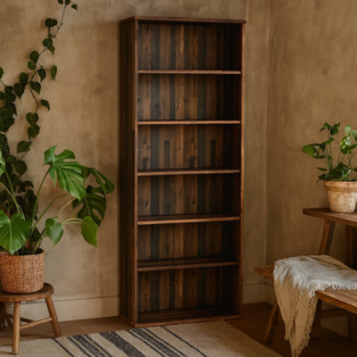 Wyld Haus Bucharest Wide 5-Shelf Vintage Oak Bookcase - image 1