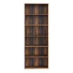 Wyld Haus Bucharest Wide 5-Shelf Vintage Oak Bookcase - thumbnail 3
