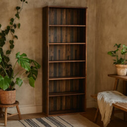 Wyld Haus Bucharest Wide 5-Shelf Vintage Oak Bookcase - thumbnail 1