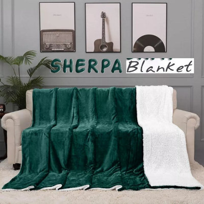Ameha Emerald Sherpa Fleece Throw Blanket Soft Thick Fluffy Comfort For Bed, Sofa Couch & Travel Super King 230X270Cm - image 1