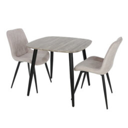 Core Products Aspen Grey Oak Effect 80Cm Square Dining Table With 2 Natural Fabric Diamond Stitch Design Chairs - thumbnail 9
