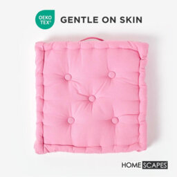 Homescapes Cotton Pink Floor Cushion, 50 X 50 Cm - thumbnail 3