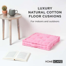 Homescapes Cotton Pink Floor Cushion, 50 X 50 Cm - thumbnail 2