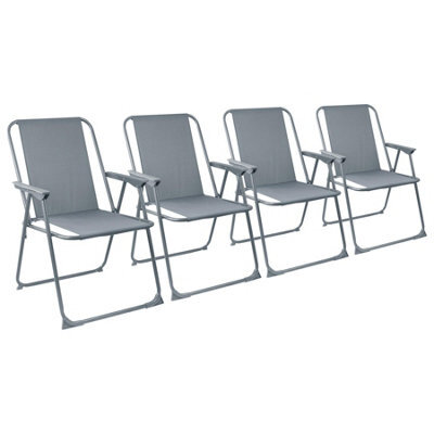 Harbour Housewares Folding Metal Beach Chairs - Grey - Pack Of 4 - image 1