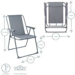 Harbour Housewares Folding Metal Beach Chairs - Grey - Pack Of 4 - thumbnail 3