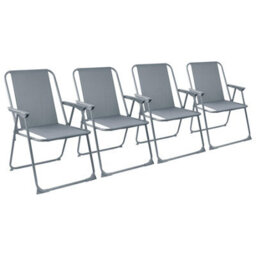 Harbour Housewares Folding Metal Beach Chairs - Grey - Pack Of 4 - thumbnail 1
