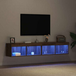 Berkfield Modern Tv Wall Cabinets With Led Lights 2 Pcs Artisan Oak 80X30X30 Cm - thumbnail 6