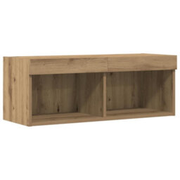Berkfield Modern Tv Wall Cabinets With Led Lights 2 Pcs Artisan Oak 80X30X30 Cm - thumbnail 7