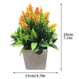 Orange Vibrant Artificial Potted Heather Plant - Realistic Faux Flower Decor For Home & Office - thumbnail 2