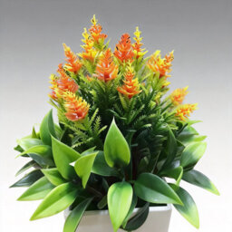 Orange Vibrant Artificial Potted Heather Plant - Realistic Faux Flower Decor For Home & Office - thumbnail 4