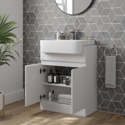 Affine Freestanding Vanity Unit With Basin Ceramic Semi Recessed Sink 620mm White Gloss - thumbnail 3