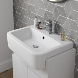 Affine Freestanding Vanity Unit With Basin Ceramic Semi Recessed Sink 620mm White Gloss - thumbnail 4