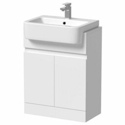 Affine Freestanding Vanity Unit With Basin Ceramic Semi Recessed Sink 620mm White Gloss - thumbnail 5