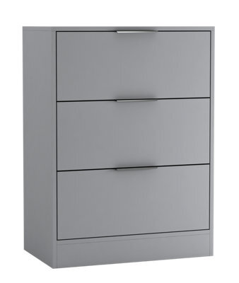Urbn-Living Urbnliving Width 60Cm Grey Colour Chest Of 3 Drawers Modern Compact Storage Bedside Metal Handle Cabinet Bedroom Furniture - image 1