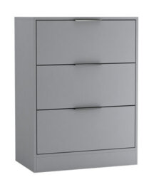 Urbn-Living Urbnliving Width 60Cm Grey Colour Chest Of 3 Drawers Modern Compact Storage Bedside Metal Handle Cabinet Bedroom Furniture - thumbnail 1