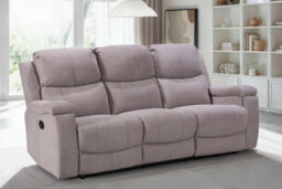 3 Seater Manual Recliner Sofa In Light Grey Chenille Fabric - thumbnail 2