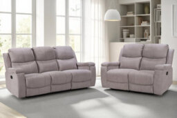 3 Seater Manual Recliner Sofa In Light Grey Chenille Fabric - thumbnail 7