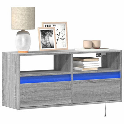 Berkfield Tv Wall Cabinet With Led Lights Grey Sonoma 100X31X45 Cm - image 1