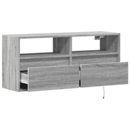 Berkfield Tv Wall Cabinet With Led Lights Grey Sonoma 100X31X45 Cm - thumbnail 9