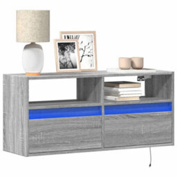 Berkfield Tv Wall Cabinet With Led Lights Grey Sonoma 100X31X45 Cm - thumbnail 1