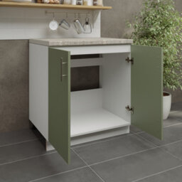 Jd Greta Adjustable Legs Kitchen Sink Unit 800mm Cabinet With Doors - Sage Green Matt With Worktop - thumbnail 3