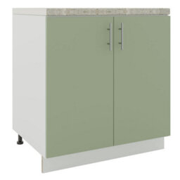 Jd Greta Adjustable Legs Kitchen Sink Unit 800mm Cabinet With Doors - Sage Green Matt With Worktop - thumbnail 1
