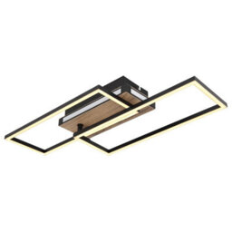 Luminosa Lighting Luminosa Colli Integrated Led Semi Flush Ceiling Light Matt Black 2 Rotatable Rectangles Led 3000K - thumbnail 5