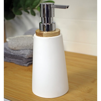 Showerdrape Sonata White & Bamboo Liquid Soap Dispenser - image 1