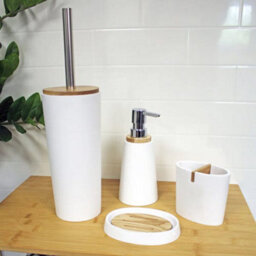 Showerdrape Sonata White & Bamboo Liquid Soap Dispenser - thumbnail 3