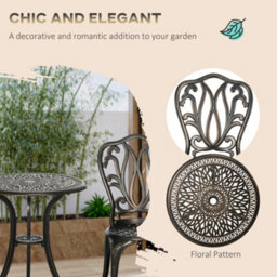 Outsunny 3 Piece Patio Bistro Set Outdoor Table Set With Umbrella Hole Bronze - thumbnail 7