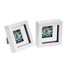 "Nicola Spring 4 X 4"" Photo Frames - White/white Mount - 3D Picture Frame Box Portrait Display Case (12.5 X 12.5Cm) Set Of 2" - thumbnail 1