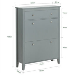 Sobuy Fsr89-Hg, Shoe Cabinet Shoe Rack Shoe Storage Cupboard Organizer Unit, Grey,w80Xd25Xh108 - thumbnail 3